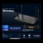TP-Link BE3600 Archer-BE230 Dual-Band Wi-Fi 7 Router With 3.6Gbps Speeds, 5GHz/2.4GHz Bands, 2× 2.5G Ports, EasyMesh, HomeShield Security, Multi-Link Operation, 4 External Antennas
