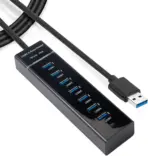 7-Port USB 3.0 Hub - USB Data Hub USB Splitter 7x USB 3.0 Hub with Long Cable 120 cm for Laptop, PC, MacBook, Mac Pro, Mac Mini, iMac, Surface Pro and More USB Devices