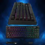 GAMDIAS Hermes M7 Hybrid TKL Mechanical Keyboard – Gamdias RED Switches, RGB Backlit, Digital Display, 2.4GHz/Bluetooth/Wired, 4000mAh Battery, PBT Keycaps, Gasket Design, Volume Knob | BLACK  - Image 8