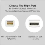 UGREEN 10477 Mini DisplayPort to DisplayPort Cable 1.5M – 8.64Gbps, 2560x1600p@60Hz, Gold-Plated, DP 1.2, Bi-Directional, Plug & Play – Black Premium Video Cable - Image 6