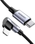 UGREEN USB-C To 90° Angled Lightning Cable 2 meters, MFi Certified, 60W PD Fast Charge, 480Mbps Data, Apple C94 Chip, Nylon Braided Aluminum Shell | US305 60765 - Image 9
