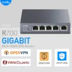 Cudy Gigabit Multi-WAN VPN Router, Up to 4 Gigabit WAN Ports, SMB Router, Load Balance, Lightning Protection, PPTP L2TP WireGuard OpenVPN IPsec VPN Router | R700 | NO WARRANTY