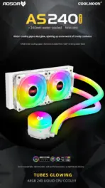 AOSOR COOLMOON AS240 240mm ARGB Liquid CPU Cooler With Diamond Fans Glowing Tubes Pure Copper Base PWM Control And Intel AMD Socket Support | WHITE ~ AOSOR AS240-X - Image 2