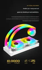 AOSOR COOLMOON AS240 240mm ARGB Liquid CPU Cooler With Diamond Fans Glowing Tubes Pure Copper Base PWM Control And Intel AMD Socket Support | WHITE ~ AOSOR AS240-X - Image 8