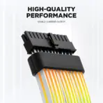 ASIAHORSE 24-Pin ARGB Extension Cable Black – 18AWG Sleeved, Dual LED Module, 60 Addressable LEDs, 5V 3-Pin A-RGB, 260mm Length, ATX PSU Cable for AURA Sync - Image 7