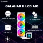 Lian Li GA Galahad II 360 AIO ARGB White Liquid Cooler  With 2.88” IPS LCD, Asetek 8th Gen Pump, ARGB Daisy-Chained Fans, Screen Recording, L-Connect 3, 3600 RPM | GA2ALCD36W