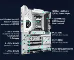 ASUS X870 AYW GAMING WIFI W AM5 ATX Motherboard With 12+2+1 80A DrMOS, DDR5 8000+ MT/s OC, PCIe 5.0 x16, 3x M.2, Wi-Fi 6, USB4 40Gbps, 2.5Gb LAN, USB PD 3.0, Aura Sync RGB | SILVER - Image 2