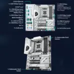 ASUS X870 AYW GAMING WIFI W AM5 ATX Motherboard With 12+2+1 80A DrMOS, DDR5 8000+ MT/s OC, PCIe 5.0 x16, 3x M.2, Wi-Fi 6, USB4 40Gbps, 2.5Gb LAN, USB PD 3.0, Aura Sync RGB | SILVER - Image 4