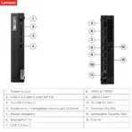Lenovo ThinkCentre M80q Gen 4 Tiny PC With Intel® Core™ i3-13100T, 8GB DDR5 RAM, 256GB PCIe 4.0 SSD, UHD Graphics, USB-C With DP, HDMI 2.1, DisplayPort, No OS , Lenovo Essential Wired Keyboard & Mouse | BLACK - Image 2