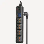 12 IN 1 US Power Strip MOXOM ST16 -  4 SLOTS+7 USB+ TYPE C 20W - 2 METERS CORD - Child Safety Shutters - Air Circuit-breaker - Overload Protection - PD20W QC18W - 2500W Max Outlets | BLACK - Image 3