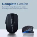Promate Breeze Silent Wireless Mouse | 90 % Noise-Free Clicks, 800-1600 DPI KA8 Sensor, 10 m 2.4 GHz Range, AA Battery Efficient | Ergonomic Matte Anti-Slip Design for Mac/Windows - Black - Image 3