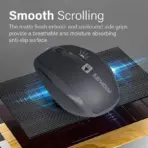 Promate Breeze Silent Wireless Mouse | 90 % Noise-Free Clicks, 800-1600 DPI KA8 Sensor, 10 m 2.4 GHz Range, AA Battery Efficient | Ergonomic Matte Anti-Slip Design for Mac/Windows - Black - Image 4