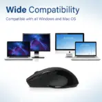 Promate Breeze Silent Wireless Mouse | 90 % Noise-Free Clicks, 800-1600 DPI KA8 Sensor, 10 m 2.4 GHz Range, AA Battery Efficient | Ergonomic Matte Anti-Slip Design for Mac/Windows - Black - Image 7