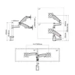 NB D22 Dua Monitor Wall Mount Arm – 22"–32" Support, 12Kg Load, ±180° Swivel, 360° Rotation, +85°/-30° Tilt, 530mm Reach, VESA 75x75/100x100, Aluminum Alloy Build, Black | NB-D22 - Image 8