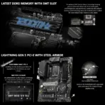 MSI PRO Z790-P II ATX Motherboard With Intel Z790 Chipset, LGA 1700 Support, 4 DIMMs DDR5 7200+MHz OC, PCIe 5.0, 4x M.2 Gen4, 2.5G LAN, USB 20Gbps , for Intel® Core™ 14th/ 13th/ 12th Gen Processors - Image 5