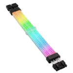ASIAHORSE 18AWG GPU ARGB Extension Cable – Dual 8-Pin PCIe Strimer, 300mm, 54 LEDs, 5V 3-Pin Sync, Silicone + Sleeved Design, AURA Sync Compatible – Black