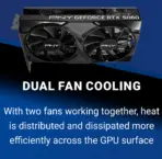 PNY GeForce RTX 5060 Ti 8GB OC Dual Fan GPU : NVIDIA Blackwell Architecture, 2692 MHz Boost Speed , 4608 CUDA® Cores , PCIe 5.0, DLSS 4, DisplayPort 2.1b | BLACK ~ VCG5060T8DFXPB1-O - Image 2
