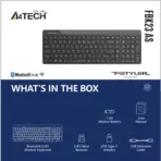 A4TECH FBK23 AS Bluetooth And 2.4G Wireless Keyboard, Connect 4 Devices, QuietKey 14dB, Ultra Slim, 12 FN Hotkeys, Type-C Adapter, Multi-OS Compatible | BLACK - Image 7