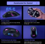 ASUS ROG Keris II Origin Wireless Gaming Mouse – Right-Handed Ergonomic, 65g, Tri-Mode Connectivity, 42K DPI, up to 127Hr Battery, ROG AimPoint Pro Sensor RGB 3-Zone Lighting 8000Hz Polling Rate Paracord PTFE Feet, Web-Based Configuration, PC/Mac Support | BLACK ~ 90MP04A0-BMAA00 - Image 4