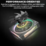 DeepCool FL12-3 IN 1 ARGB PWM Fan Kit, 120mm x3, 500–2150 RPM, 55 CFM, ≤32 dB, Fluid Dynamic Bearing, 36 Gen2 LEDs, PBT Frame, 8-Pin Daisy Chain, Anti-Vibration Pads | BLACK - Image 4