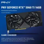 PNY GeForce RTX 5060 Ti 16GB GDDR7 OC Dual Fan GPU With NVIDIA Blackwell, DLSS 4, PCIe 5.0, 4608 CUDA® Cores, 2692 MHz Boost,  4K 480Hz / 8K 165Hz Support , STEALTH MODE - Image 2