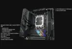 ASUS ROG Strix B760-I Gaming WiFi Mini-ITX Motherboard, Intel B760 LGA1700, 2x DDR5-7600 OC, PCIe 5.0, Dual M.2, WiFi 6E, 2.5GbE, USB-C 20Gbps, SupremeFX Audio, Aura Sync RGB, For 14th -13th - 12th Gen | REFURB - Image 3
