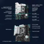 ASUS PRIME Z890M-PLUS WIFI Z890 LGA 1851 mATX motherboard, Intel® Core™ Ultra Series 2 Ready, Advanced AI PC-ready, 10+1+2+1 80A power stages, DDR5, PCIe® 5.0, USB Type-C®, 3x M.2, Wi-Fi 7, 2.5Gb LAN - Image 2