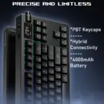 GAMDIAS Hermes M7 Hybrid TKL Mechanical Keyboard – Gamdias RED Switches, RGB Backlit, Digital Display, 2.4GHz/Bluetooth/Wired, 4000mAh Battery, PBT Keycaps, Gasket Design, Volume Knob | BLACK  - Image 7