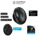 Genius Ergo 8300S Wireless Vertical Ergonomic Silent Mouse, 2.4GHz Connection, 7 Buttons, Adjustable DPI (1000/1200/1600), Up to 10m Range, Silent Click, Includes Batteries | BLACK - Image 4