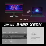 MSI MPG 242R X60N 24-inch FHD Rapid TN Gaming Monitor , 600Hz Refresh, 0.1ms GtG, AMD FreeSync Premium, VESA DisplayHDR 400, USB Hub, HDMI 2.1, DP 1.4, Type-C 98W PD | 6 MONTHS WARRANTY - Image 12