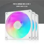 DeepCool FD12 ARGB 120mm Fan 3-Pack with Daisy Chain 8-Pin Cable, PWM Control, 63.6 CFM Airflow, Gen 2 Addressable RGB, Quiet Hydraulic Bearings | WHITE - Image 2