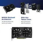 PNY GeForce RTX 5060 OC 8GB GDDR7  Dual Fan Graphics Card - NVIDIA Blackwell Architecture, DLSS 4, PCIe 5.0, 3840 CUDA® Cores , 2535MHz Boost Clock , And Compact Dual-Slot Design | STEALTH BLACK ~ VCG50608DFXPB1-O - Image 3