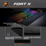 COUGAR FORT X Ergonomic Keyboard Wrist Rest - Premium Memory Foam Cushion , Anti-Slip Wave Rubber Base , 445mm Extended Comfort Design for Gamers & Professionals - Image 2