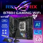 ASUS ROG Strix B760-I Gaming WiFi Mini-ITX Motherboard, Intel B760 LGA1700, 2x DDR5-7600 OC, PCIe 5.0, Dual M.2, WiFi 6E, 2.5GbE, USB-C 20Gbps, SupremeFX Audio, Aura Sync RGB, For 14th -13th - 12th Gen | REFURB