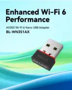 LB-Link WN351AX AX300 Wi-Fi 6 USB Dongle 300Mbps Wireless Network Adapter, High-Gain Internal Antenna, IEEE 802.11b/g/n/ax, Compatible with Windows & Android , Portable Wi-Fi AP Mode