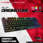HyperX Alloy Origins Core - Tenkeyless Mechanical Gaming Keyboard, Software Controlled Light & Macro Customization, Compact Form Factor, RGB LED Backlit, Linear HyperX Red Switch | BLACK