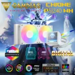 GAMDIAS CHIONE P5-240 WH AIO ARGB Liquid Cooler  – 3.4” IPS LCD, 240mm Radiator, ARGB PWM Fans, Rotatable Display, Upgraded Cooling System, Universal Compatibility, Hidden Cable Routing, Motherboard Sync | WHITE