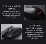 HyperX Pulsefire Core Gaming Mouse With Pixart 3327 Sensor, 6200 DPI, Macro Customization, 7 Programmable Buttons, RGB Lighting, 20M Click Durability, USB Wired Symmetrical Design | 4P4F8AA BLACK  - Image 4