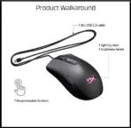 HyperX Pulsefire Core Gaming Mouse With Pixart 3327 Sensor, 6200 DPI, Macro Customization, 7 Programmable Buttons, RGB Lighting, 20M Click Durability, USB Wired Symmetrical Design | 4P4F8AA BLACK  - Image 8