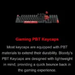 BLOODY AT98 Alpha Optical Gaming Keyboard, 98-Key Compact, Linear Switch, 1000Hz / 1ms, 100M Keystrokes, Adjustable 0.8–3.0mm Actuation, PBT Keycaps, 7 RGB Backlit Effects | BLOODY RED - Image 5