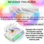 DeepCool FL12R 120mm 3 Fans ARGB Reverse Blade , 500–2150 RPM, 55 CFM, ≤33.9 dB, Fluid Dynamic Bearing, Gen2 LEDs, PWM + ARGB Sync 8-Pin, Anti-Vibration, Durable PBT Frame | WHITE - Image 3