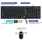 GENUIS AI Copilot Key Multimedia Wired Keyboard & High-Resolution Optical USB Mouse Combo with 12 Function Keys, Spill-Resistant Design, 1200 DPI Sensor, Plug & Play for Windows & Mac , ENGLISH/ARABIC| BLACK KM-100SE - Image 2