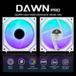 AsiaHorse Dawn Pro ARGB 120mm Fan 3-Pack – Modular Daisy Chain, Infinity Mirror, PWM Control, HDB Bearing, 900-1850 RPM, 71 CFM Airflow, ARGB Sync – Reverse White Black - Image 7