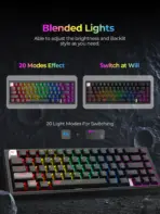 Havit KB874L 75% Compact Blended Light Red Switch Mechanical Keyboard With 67 Keys, 20 Lighting Modes, All Keys Roll-Over, USB Interface, 50M Key Life & Durable Dual-Color Molding | BLACK  - Image 2