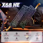 Attack Shark X68 HE Black Contour Line Magnetic Gaming Keyboard – 60% Layout, 0.01mm Rapid Trigger, 8000Hz Polling, Adjustable Hall Switches, RGB, USB-C, PBT Keycaps