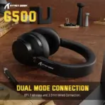 ATTACK SHARK G500 Ultra-Light Dual-Mode Gaming Headset With Bluetooth 5.3, 3.5mm Wired Connection, 210g Design, Hybrid Noise Cancelling, 40mm Drivers, Omnidirectional Mic | BLACK  - Image 2