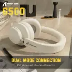 ATTACK SHARK G500 Ultra-Light Dual-Mode Gaming Headset With Bluetooth 5.3, 3.5mm Wired Connection, 210g Design, Hybrid Noise Cancelling, 40mm Drivers, Omnidirectional Mic | WHITE - Image 2