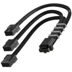 ASIAHORSE 16AWG PCIe 5.0 (12+4) to Triple 8-Pin 180° GPU Extension Cable – 300mm,  Alloy Copper Gold-Plated Terminals, Compatible with RTX 3090Ti & 40/50 Series, Black