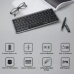Keychron B1 Pro Lightweight Ultra-portable Compact 75% Keyboard with 2.4 GHz / BT / Type-C Wired Connectivity ; Extended Battery Life ; 12 Multimedia Keys & Quick Emoji Access ; Concave Ergonomic Keys  ; Supports macOS / Windows / Linux  | SPACE GREY B1P-K1 - Image 8