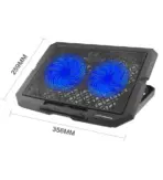 X3 Laptop Cooler – Dual 140mm Silent Fans, RGB Lights, 8-Level Adjustable Stand, USB-Powered, Ultra-Thin Design, 356×259×28mm, Plastic & Metal - Image 4